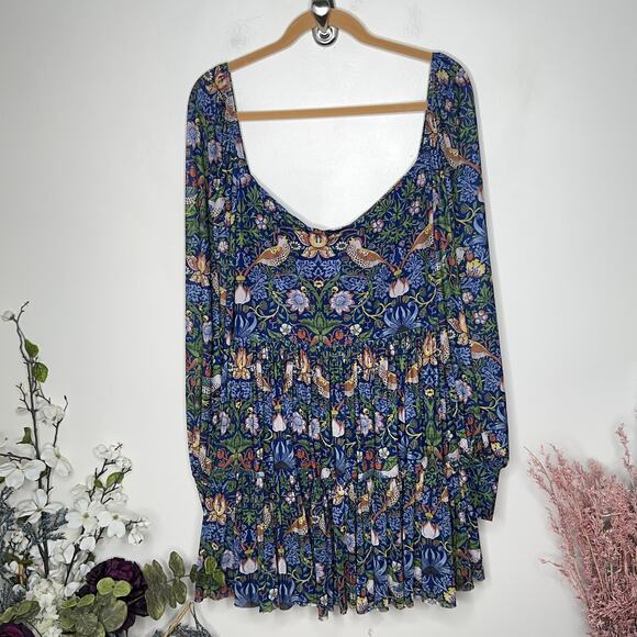 BLACKMILK Strawberry Thief Blue Sweet Frill Dress Limited Edition Sz XL {3D18} - Picture 4 of 7